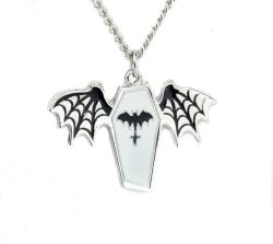 gothfashion:  Goth Bat Wings Coffin Necklace. Buy Here: http://amzn.to/TKHo4y