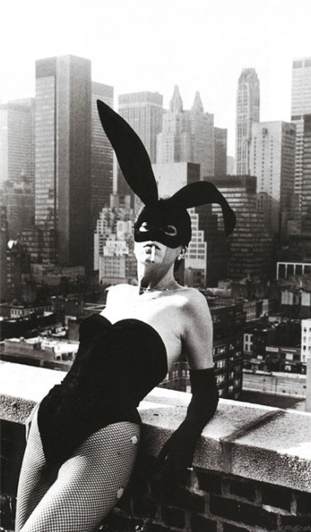 candypriceless:  Elsa Peretti in Bunny costume by Halston, 1975 - photo by Helmut Newton 