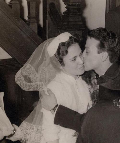 sephardi-party:Saint-Mandé, France, early 1950′s: my grandfather Ange Mordechai Zerbib and his bride