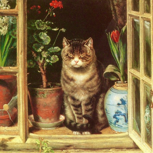 art-nimals:Ralph Hedley (1848 - 1913), Cat in a cottage window