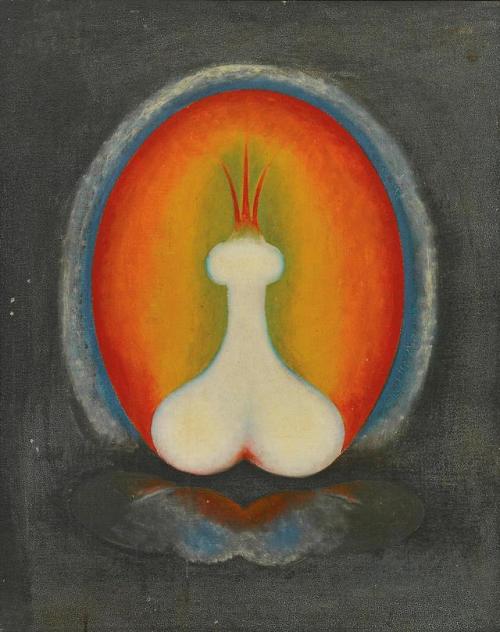 theegoist:Gulam Rasool Santosh (Indian, 1929-1997) - Untitled, oil on canvas, 51.10 x 40.70 cm (1973