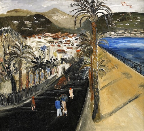Promenade des Anglais in Nice   -  Sven Erixson , 1926Swedish, 1899–1970 oil on canvas laid on panel