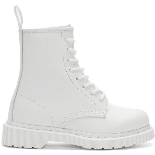 Dr. Martens White Eight-Eye 1460 Mono Boots ❤ liked on Polyvore (see more ankle length boots)