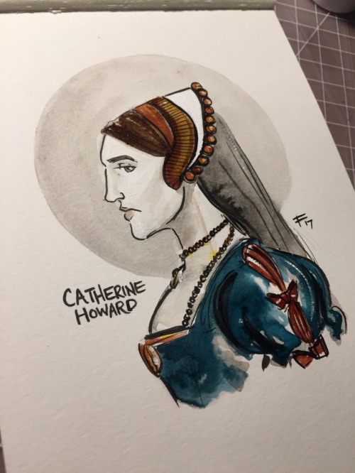 foleypdx: Inktober Day 12 - Catherine Howard The fifth wife of Henry VIII. She was 16 when they marr