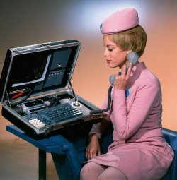 atomic-flash:  1968 Honeywell Briefcase Computer - designed for Dr. Heywood Floyd (aka William Sylvester) in the film 2001: A Space Odyssey. The computer features all all the components of a modern laptop  computer - keyboard, camera, electronic stylus