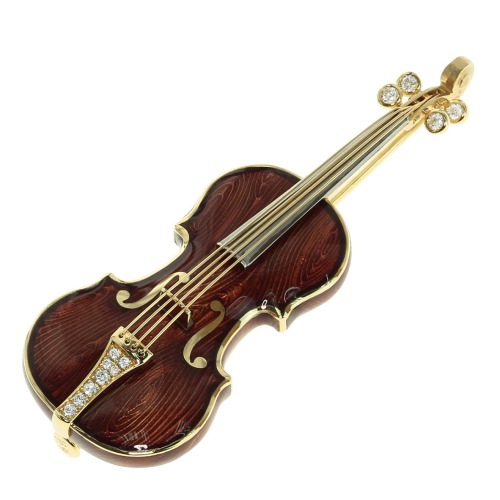 Gold, diamond, and enamel violin brooch, Mousson Atelier, c. 2018 (at 1stdibs)