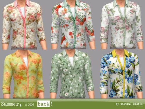 wistfulpoltergeist:Male top (shirt with vivid patterns + white t-shirt). Base game, all LOD’s, conta