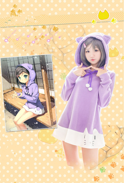 Kawaii Lavender Cat Ears Hoodie - $38.70