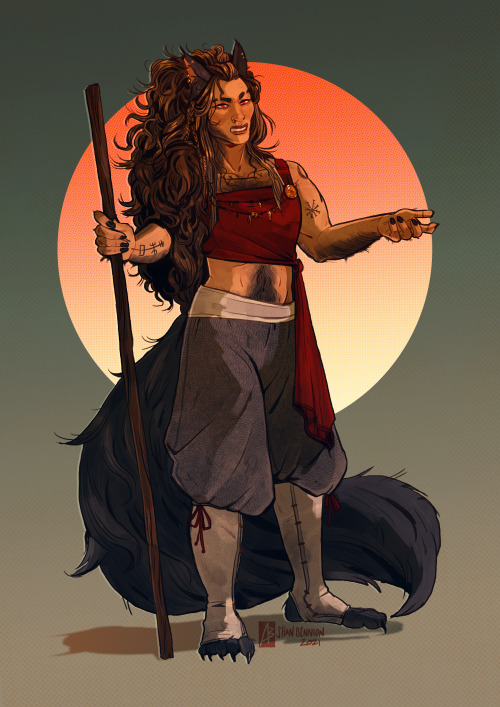 anonbeadraws: simple commission for Risha of Sigrún the longtooth shifter monk ✨commissi