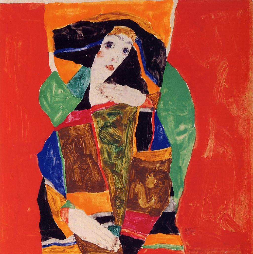 artist-schiele: Portrait of a Woman by Egon SchieleSize: 24.8x24.8 cm 
