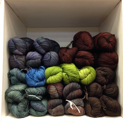 dentonsinventions: I love working at a yarn shop. We just got our shipment of malabrigo sock yarn in