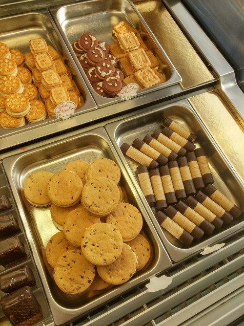 Muffins,  patisserie,  ice cream biscuits and many other things…  Yummiest work ever!