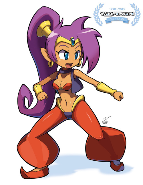 wayforward-art:  It’s time for Fan Art Friday! This cute Shantae is a present from Vincent for WayForward’s 25th Anniversary!! Thanks Vincent!  <3 <3 <3