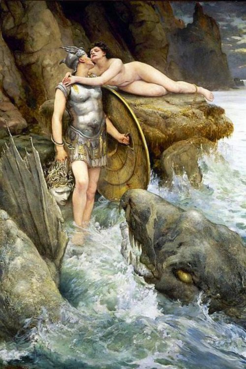 mysterious-secret-garden: Charles Napier Kennedy - Perseus and Andromeda, 1890.