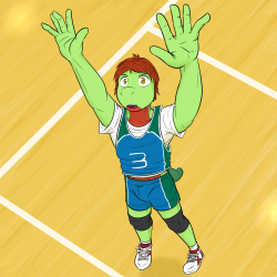 Pokeballers 2: Volleyboy TreeckoSo, I ran out of mystery dungeon characters I had, so I just started making some more to fill in some positions cause once I hit a muse, I’m gonna milk it for all it’s worth.  So this is Tyme, the treecko, who’s