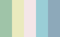 color-palettes: Hey Guys Check Out This Frog I Found - Submitted by katsuva #9FC4A8 #EAEABE #F4E6E8 #9ACED6 #8DA9BA 