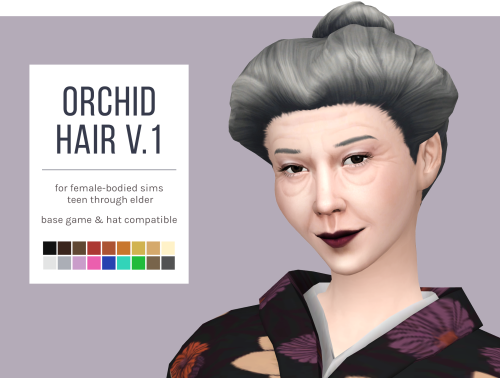 femmeonamissionsims: Orchid Hair Versions 1 &amp; 2, plus Overlay Accessory The hair featured in