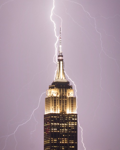 newyorkcityfeelings: Empire State Building, New Electric City by @maximusupinNYc