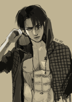 bev-nap:  I’ve drawn Levi shirtless countless times…but another doodle couldn’t hurt! haha Hope your friend likes this &lt;3 Happy early birthday to her! 