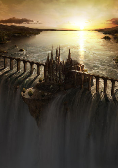 fantasy-art-engine:  Waterfall Castle by Frederic St. Arnaud