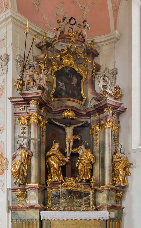 chi-the-rho:  Saint Amandus Crucifixion altar, Church of Saints Peter and Paul Oberammergau, Bavaria, Germany