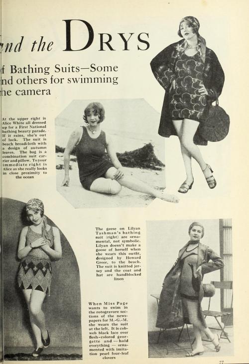 alwaysalwaysalwaysthesea:An amazing array of swimsuits in the September 1928 issue of Photoplay, esp