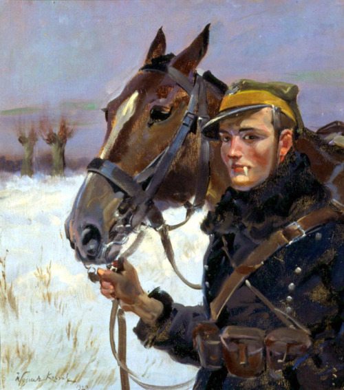 ginara: Wojciech Kossak (Polish, 1857-1942)  “ Żołnierz z koniem” (”Soldier w