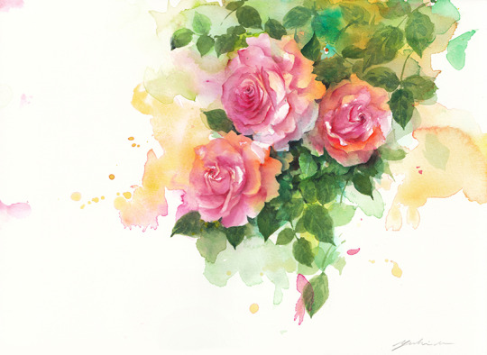 薔薇(roses) Mar.15,2020 watercolor size:333*242mm (F4) paper:water ford white (細目・300g/m2)