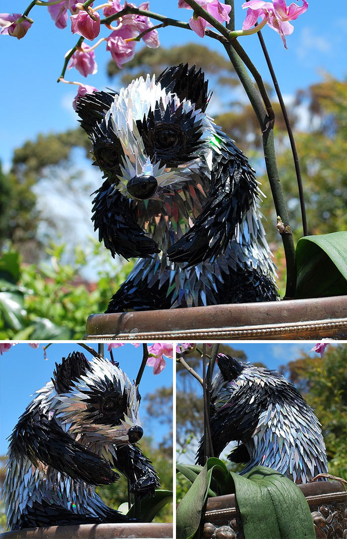 mayahan:Artist Sean Avery Creates Sculptures with Recycled CDs