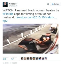 truuqueen:  jamesyouth:  mooseblogtimes:  A black woman who was punched and tackled to the ground by two white Jacksonville policemen for filming the arrest of her husband claims the cops stole her phone with a recording on the incident.  I fucking hate