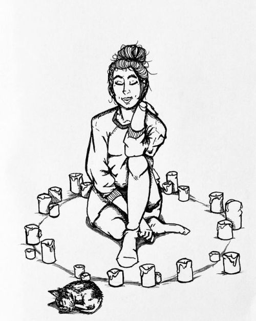 Day eleven is a chill witch getting “cozy” and purifying herself with some good energy and calming “