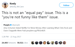thetrippytrip: Don’t let this mediocre comedian exploit feminist rhetoric to get more money for poor performance.  They also have a shit ton of years of experience that she doesn&rsquo;t have 