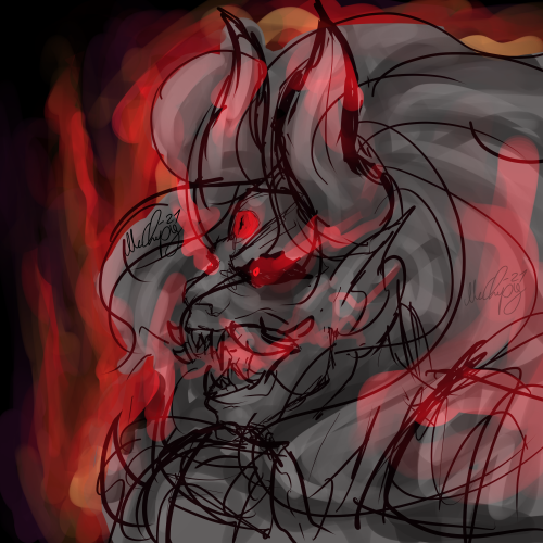 Letting out my utter dissapointment of the HUD change, by drawing a very angry Oni.