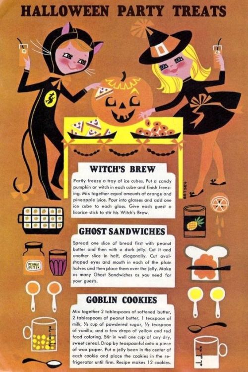 scurybooween:  Halloween Party Treats (60s or 70s)