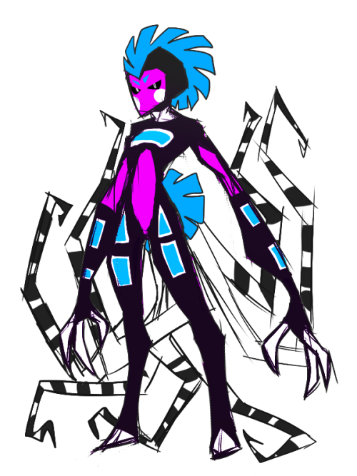 naninadz: welp here’s her final design hot pink asexual/aromantic tentacle monster girl she is