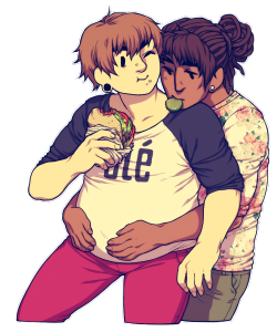 dinkythings: Moby is okay with his boyfriend eating nothing but fast food all day every day as long as he gets to hug his tum and steal his pickles. What a great arrangement. 