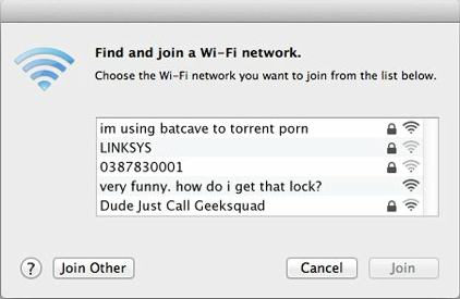 thoughtfulfuri:  omnipotentoverlord:  laropasucia:  biggaybunny:  onlinegf:  why did my neighbors name their wifi network this  what’s the point of having a wifi network and not naming it something like this  Oh the fun you can have with network naming…