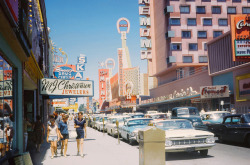 vintagelasvegas: Fremont Street, Las Vegas, July 1962 Fremont Street between 2nd &amp; 3rd, looking west. Kodachrome scans by Christopher Rodgers. 