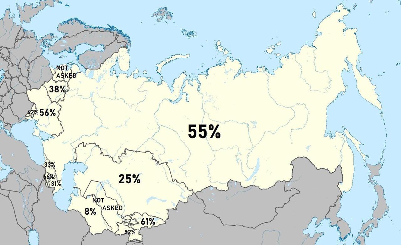 Percentage Of Residents In The Former Ussr By Maps On The Web