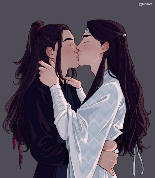 bipirate:finally had some time to draw wangxian again! ’ve always loved drawing kisses… it’s about t