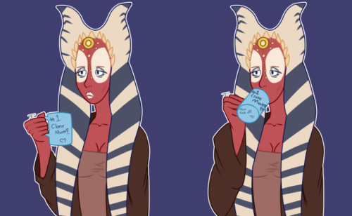 waste-tan: AURRRG I FINALLY DREW SOMETHING!!! :’ DSo, here’s Shaak Ti! I just love the c