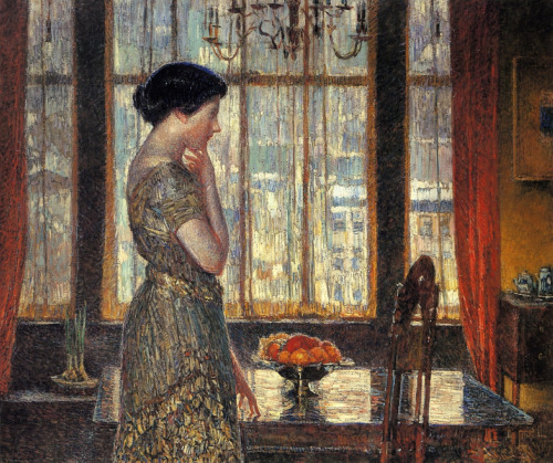 artist-childe-hassam: New York Winter Window, 1919, Childe Hassam