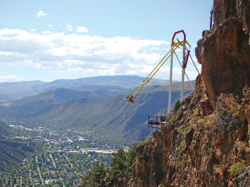 There's a swing at the edge of a canyon, 1300ft above colorado river.