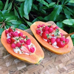 Eat-To-Thrive:  Shared A Delicious Papaya Filled With Strawberries, Raspberries,