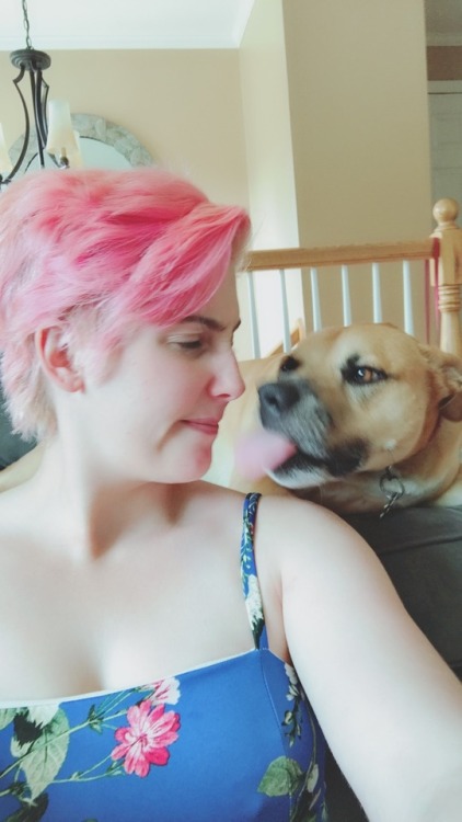 I saw Rosie today. It was a morning full of bitey kisses.  Her signature move is “lick, lick, CHOMP”