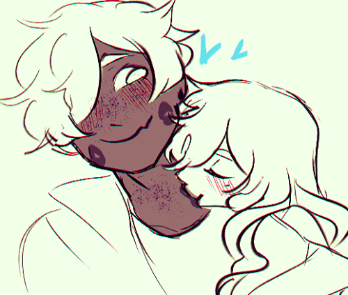 crybabytime:  took a lil break from a painting to draw my best faves kissing bc sometimes u just gotta 8′)Patreon