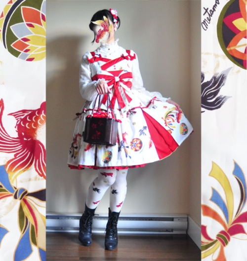 apple-salad:Goldfish wa-lolita coord from summer, for Japanese tea with friends.I made my own goldfi