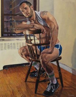 Eric seated, chair. 2012. George Towne. oil