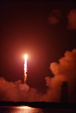 humanoidhistory:  Apollo 17 lights up the night at Cape Canaveral, December 7, 1972.(Dan Beaumont Space Museum)