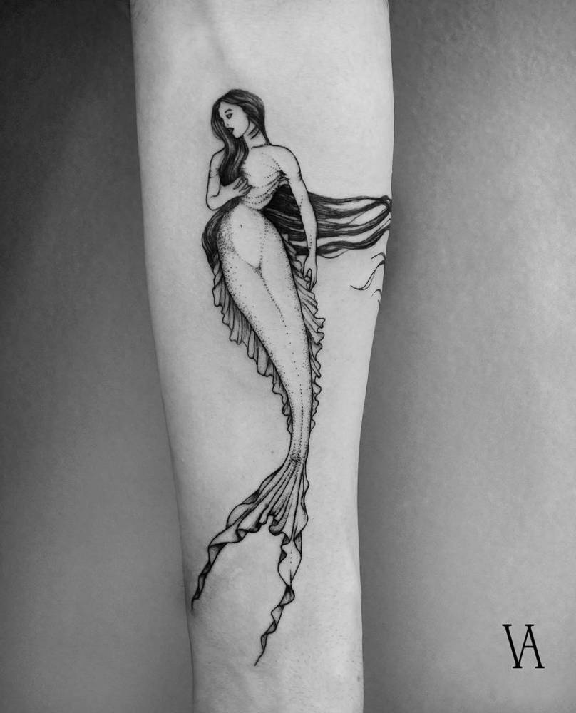 Mermaid Outline Temporary Tattoo Siren Tattoo Mermaid Tail and Scales  Fantasy Ocean People Cute Wrist Tattoo - Etsy